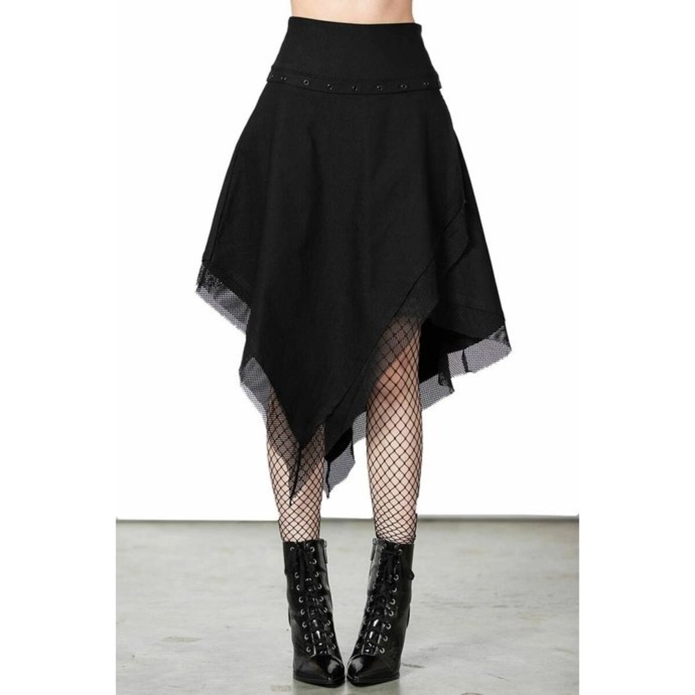 Killstar Catryna asymmetric skirt black mesh XS